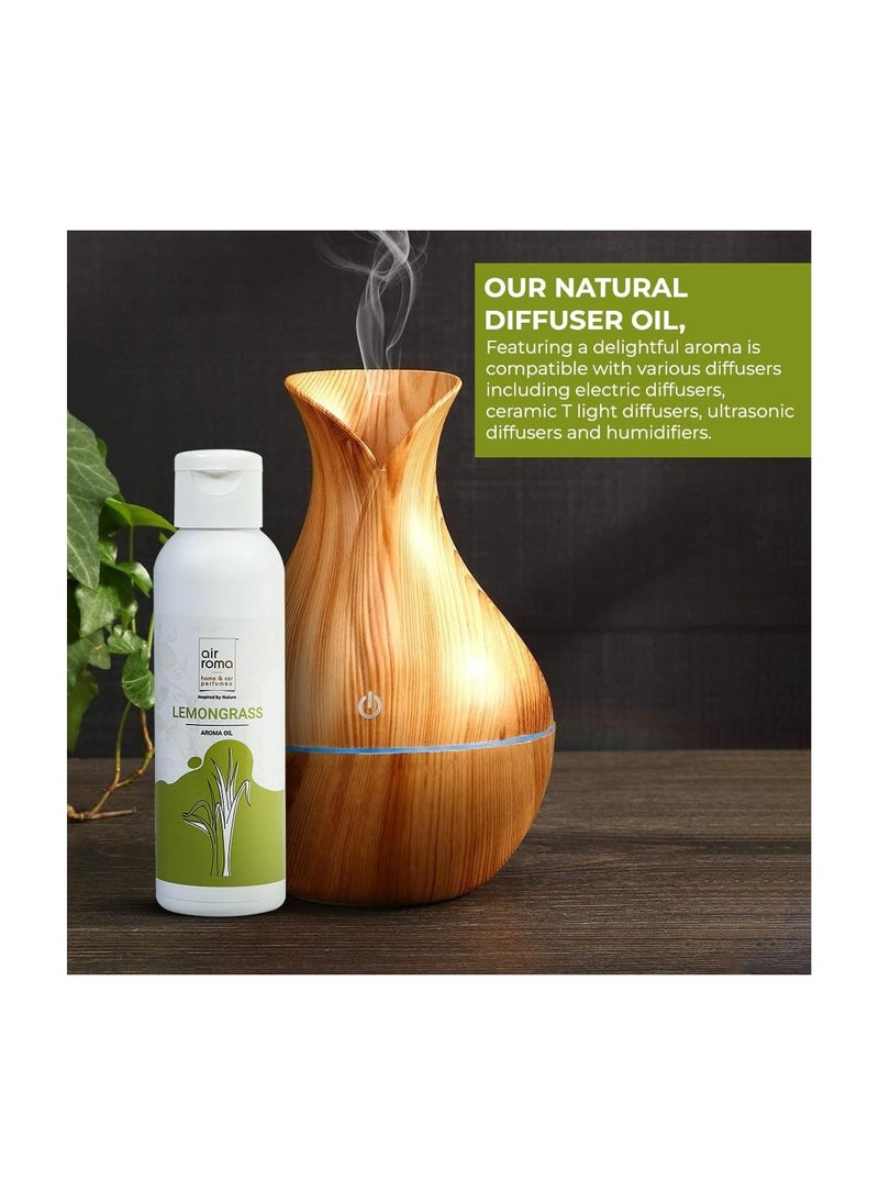 AIR-ROMA Pure, Natural and Undiluted Lemon Grass Aroma Diffuser Oil, 100ml | Strong & Long-Lasting Aroma - Fragrance Oil for Home, Office, Candles