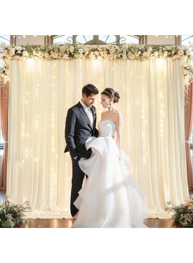 PARTISKY Light Champagne Backdrop Curtains with Lights String for Parties,10x10FT Wrinkle Free Wedding Photo Backdrop Curtains for Baby Shower Birthday Ceremony Reception Home Party Decorations-5ft x 10ft - Image 5