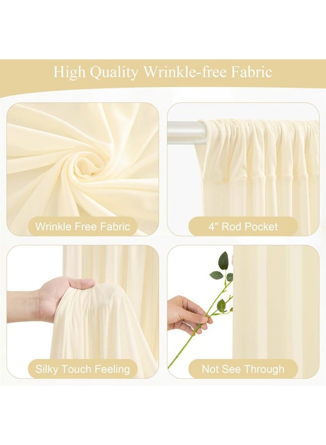 PARTISKY Light Champagne Backdrop Curtains with Lights String for Parties,10x10FT Wrinkle Free Wedding Photo Backdrop Curtains for Baby Shower Birthday Ceremony Reception Home Party Decorations-5ft x 10ft - Image 2
