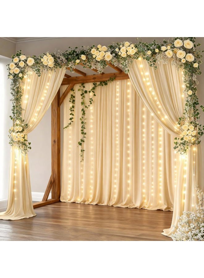 PARTISKY Light Champagne Backdrop Curtains with Lights String for Parties,10x10FT Wrinkle Free Wedding Photo Backdrop Curtains for Baby Shower Birthday Ceremony Reception Home Party Decorations-5ft x 10ft - Image 4