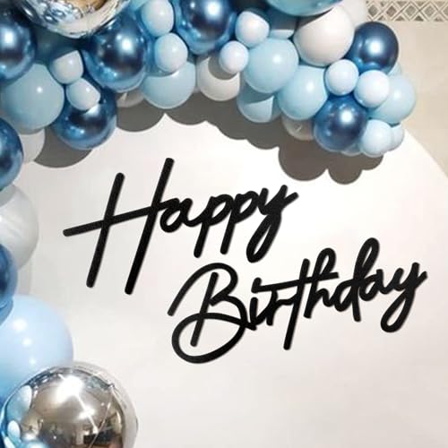 MASTRON Happy Birthday Sign Black Felt Happy Birthday Letter Sign for Balloon Arch Backdrop Decorations 1 Count Unisex All Ages Boys Girls - Image 1