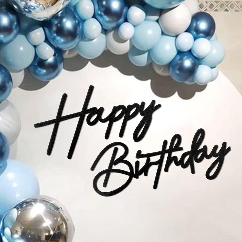 MASTRON Happy Birthday Sign Black Felt Happy Birthday Letter Sign for Balloon Arch Backdrop Decorations 1 Count Unisex All Ages Boys Girls - Image 2