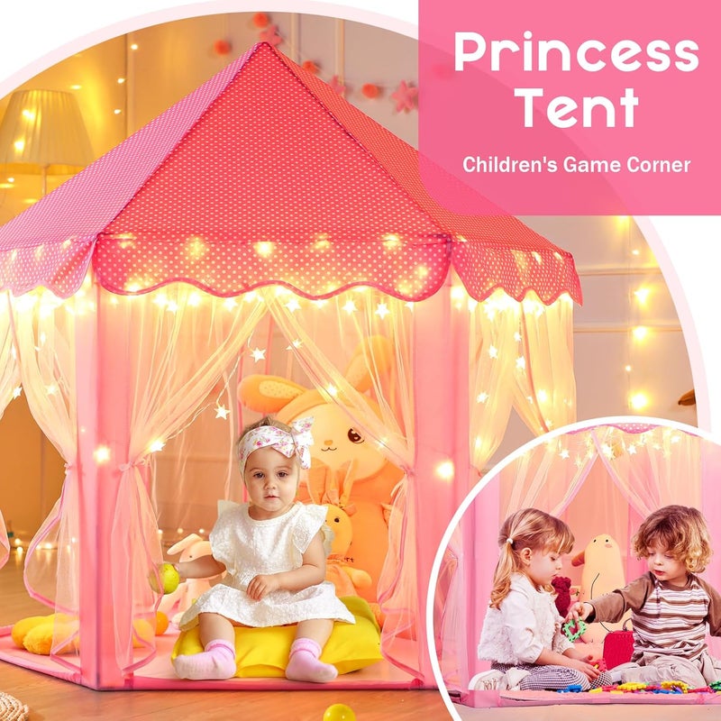 Monobeach Precision made Princess Tent Girls Large Playhouse Kids Castle Play Tent with Star Lights Toy for Children Indoor and Outdoor Games, 55'' x 53'' (DxH) All storage space compatible - Image 5