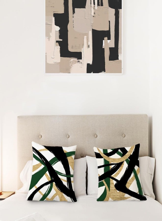 Supwhd Black Gold Green Pillow Covers, Abstract Black and Gold Pillow Covers 18x18 Set of 2, Modern Boho Decorative Throw Pillows Cover for Couch Bed Living Room - Image 4