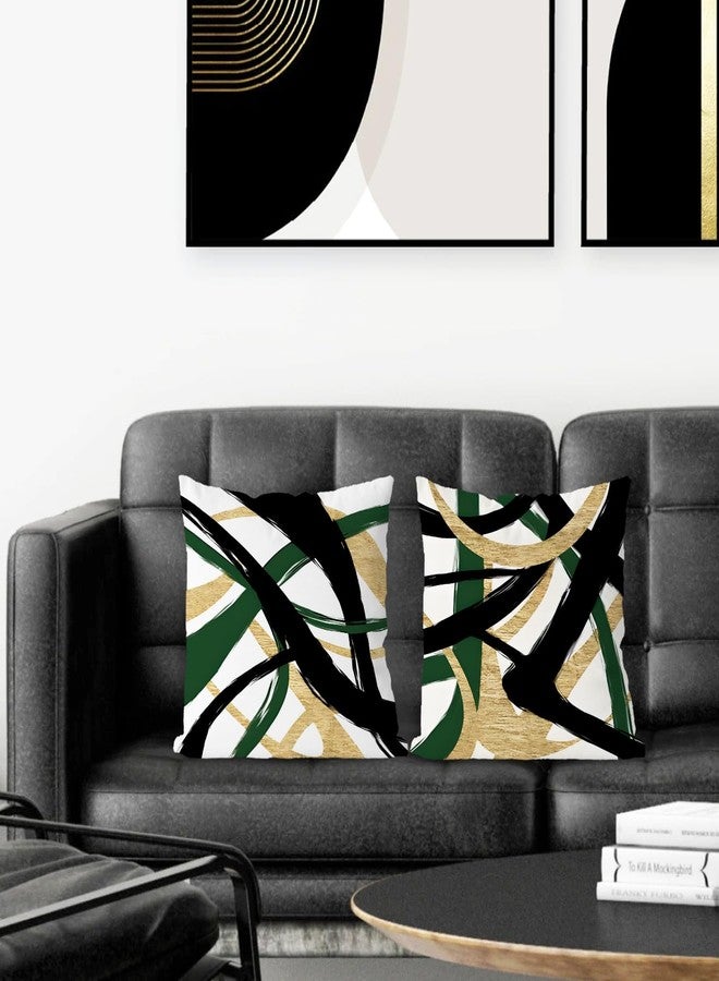Supwhd Black Gold Green Pillow Covers, Abstract Black and Gold Pillow Covers 18x18 Set of 2, Modern Boho Decorative Throw Pillows Cover for Couch Bed Living Room - Image 2