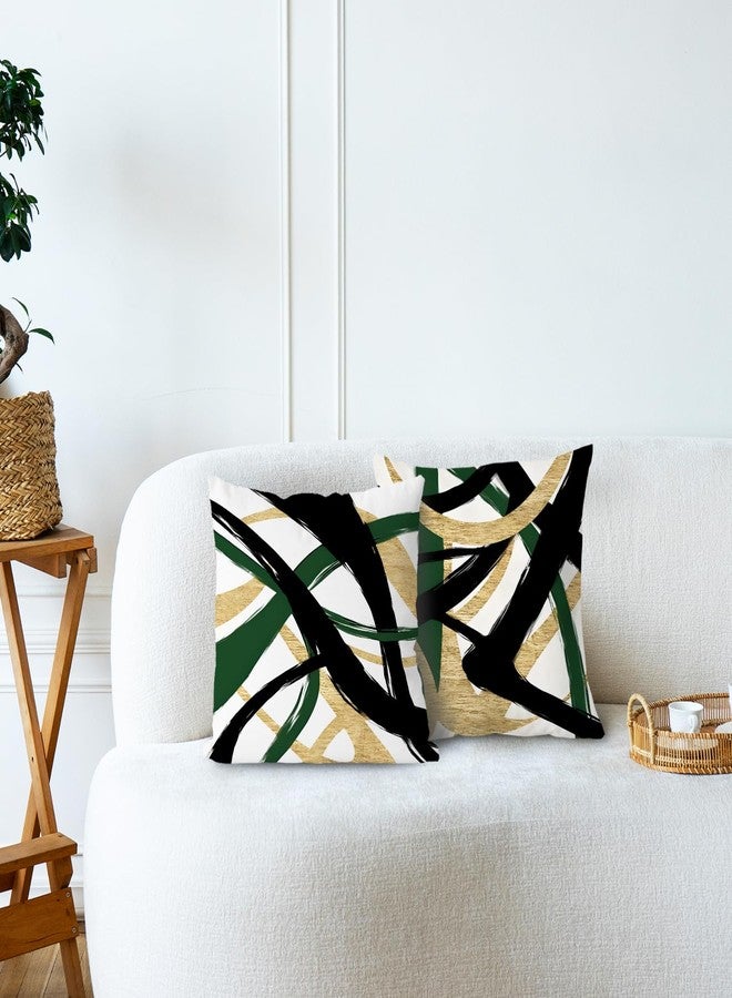 Supwhd Black Gold Green Pillow Covers, Abstract Black and Gold Pillow Covers 18x18 Set of 2, Modern Boho Decorative Throw Pillows Cover for Couch Bed Living Room - Image 3