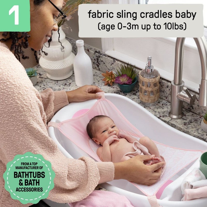 ingenuity Summer by Ingenuity - Comfy Clean Deluxe Newborn to Toddler Tub with Fabric Sling, Ages 0–24 Months - Pink - Image 3