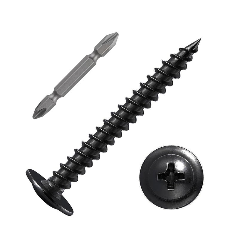 Wensilon (150 pcs) #10×1-1/2" Black Phillips Truss Head Wood Screws Quick Metal Self Tapping - Image 1