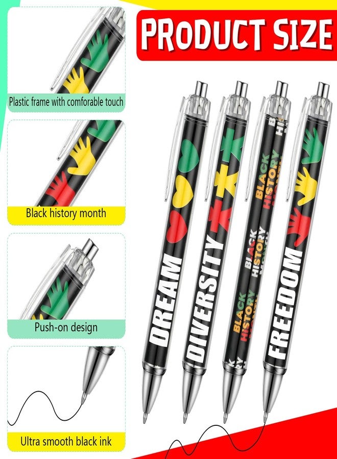 Jetec 24 Pcs Black History Month Retractable Ballpoint Pen Black Ink Quote Pens Cute Work Pens for Men Women Adults Student Writing Office Classroom Gifts African American Celebration Party - Image 2