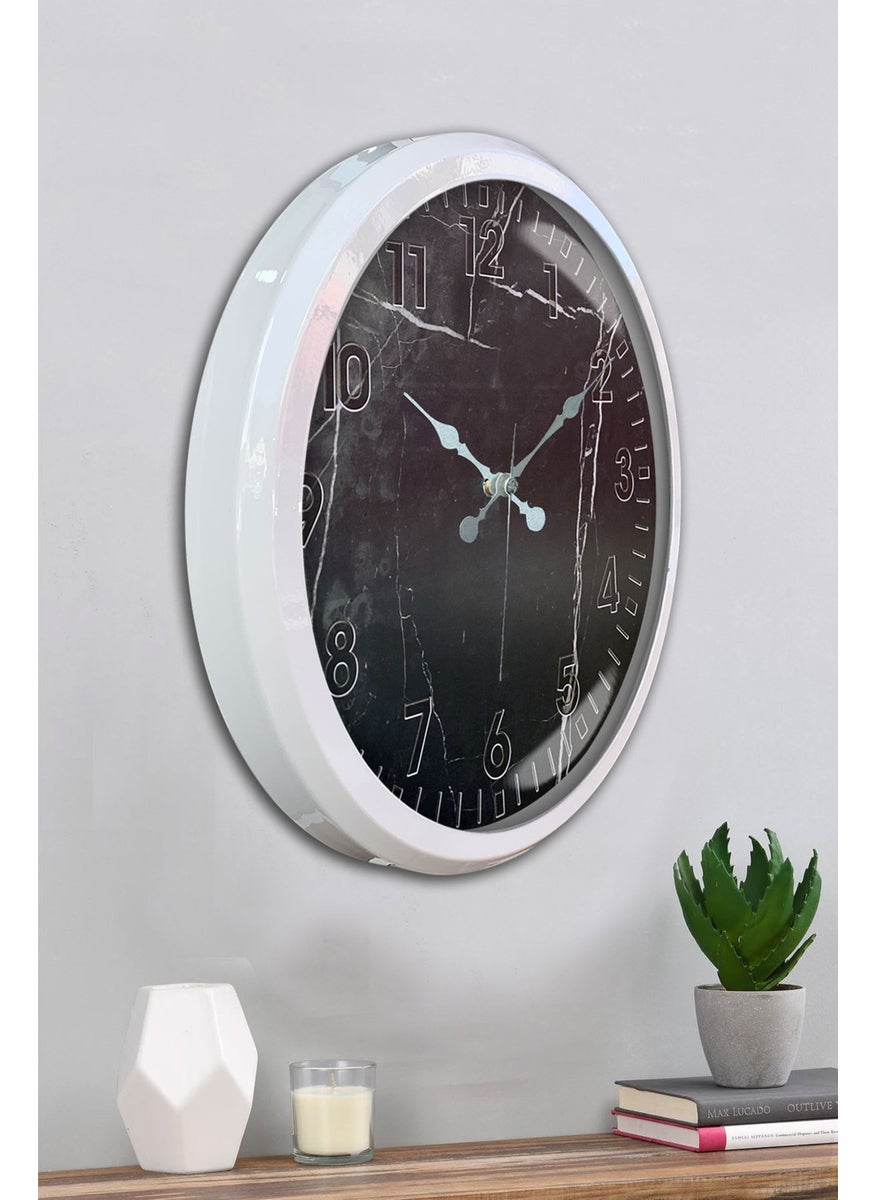 Platin Saat Platinum Clock 52 cm White Metal Patterned Wall Clock  - Image 4
