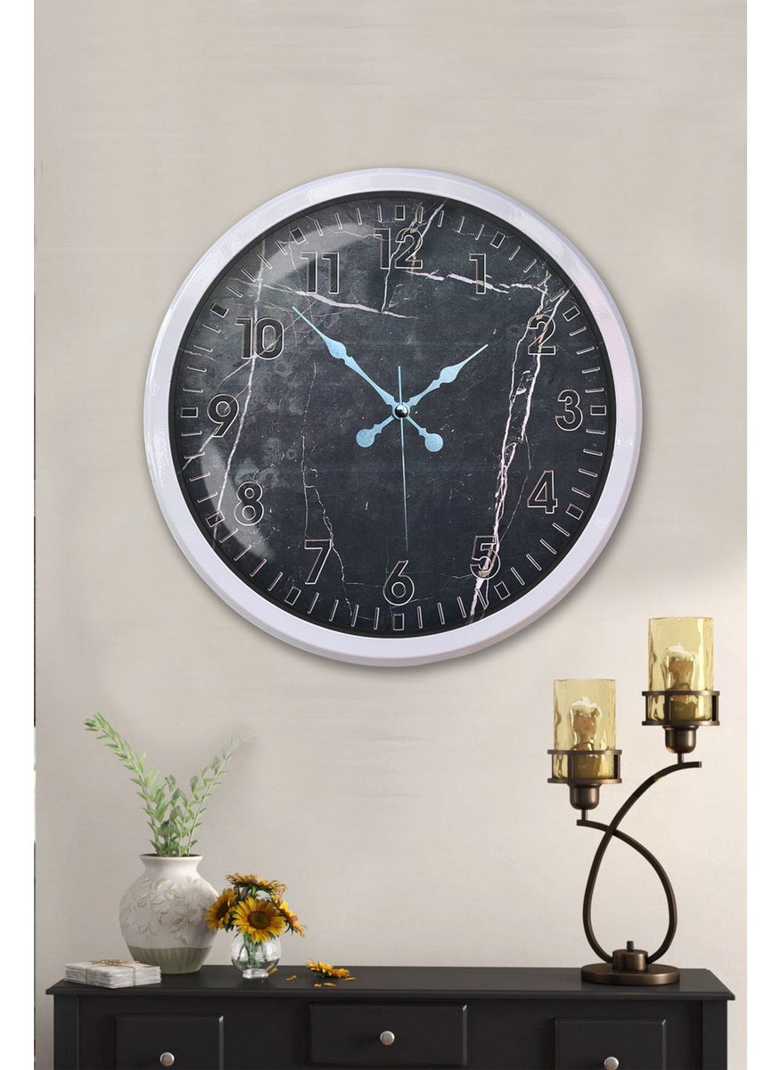 Platin Saat Platinum Clock 52 cm White Metal Patterned Wall Clock  - Image 2