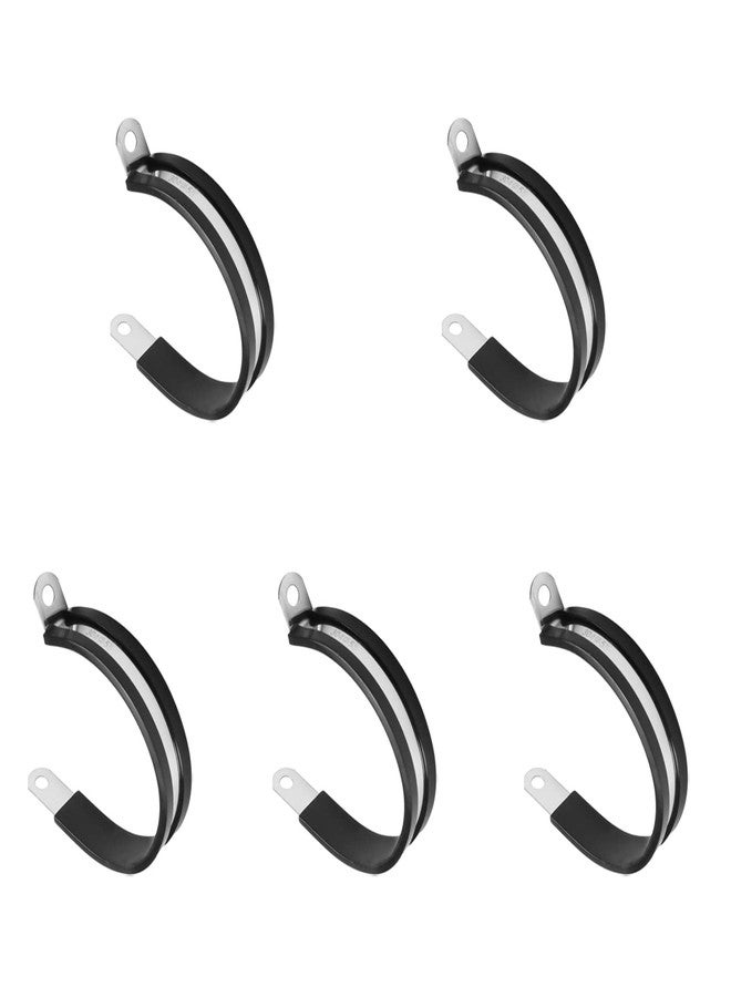 MroMax 5Pcs Cable Clamp 55mm Dia EDPM Rubber Cushioned Insulated Clamp 304 Stainless Steel Pipe Clamp 2.16" R Shape Metal Hose Clamp Tube Holder for Pipe Tube Wire Cord Installation - Image 1