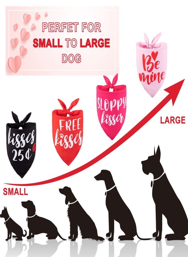 وولاين مجموعة من 4 أوشحة للكلاب من والين، بتصميم مثلث قابل للعكس، مناسبة لعيد الحب، مع أغطية رأس على شكل قلب، ووشاح، وربطات عنق، وإكسسوارات للمناسبات الخاصة بالقطط والكلاب الصغيرة والمتوسطة والكبيرة، لحفلات الزفاف والذكرى السنوية. - Image 3