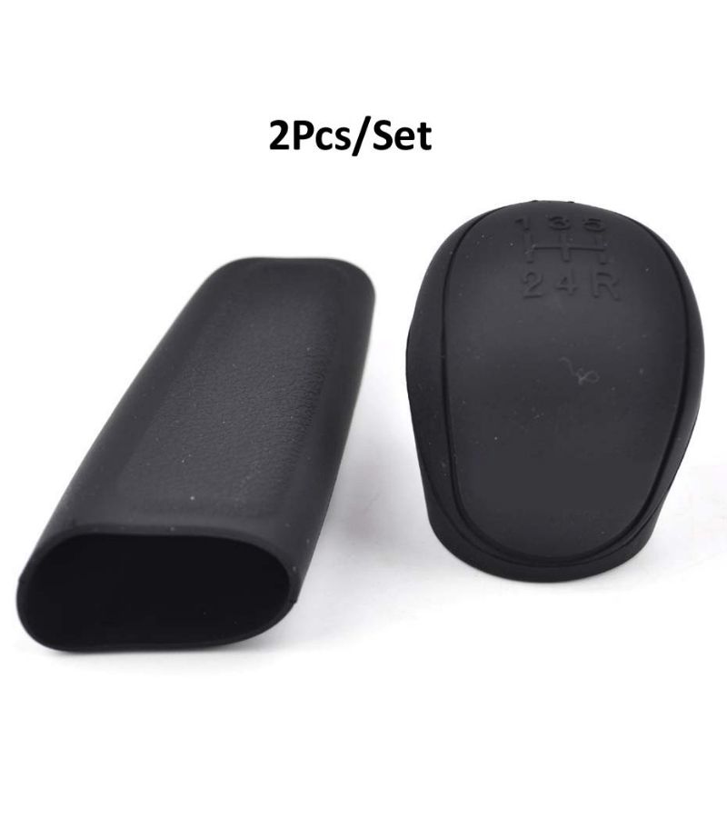 Black High Quality Silicone Gear Shift Knob And Handbrake Cover Set For Car Interior - Image 4