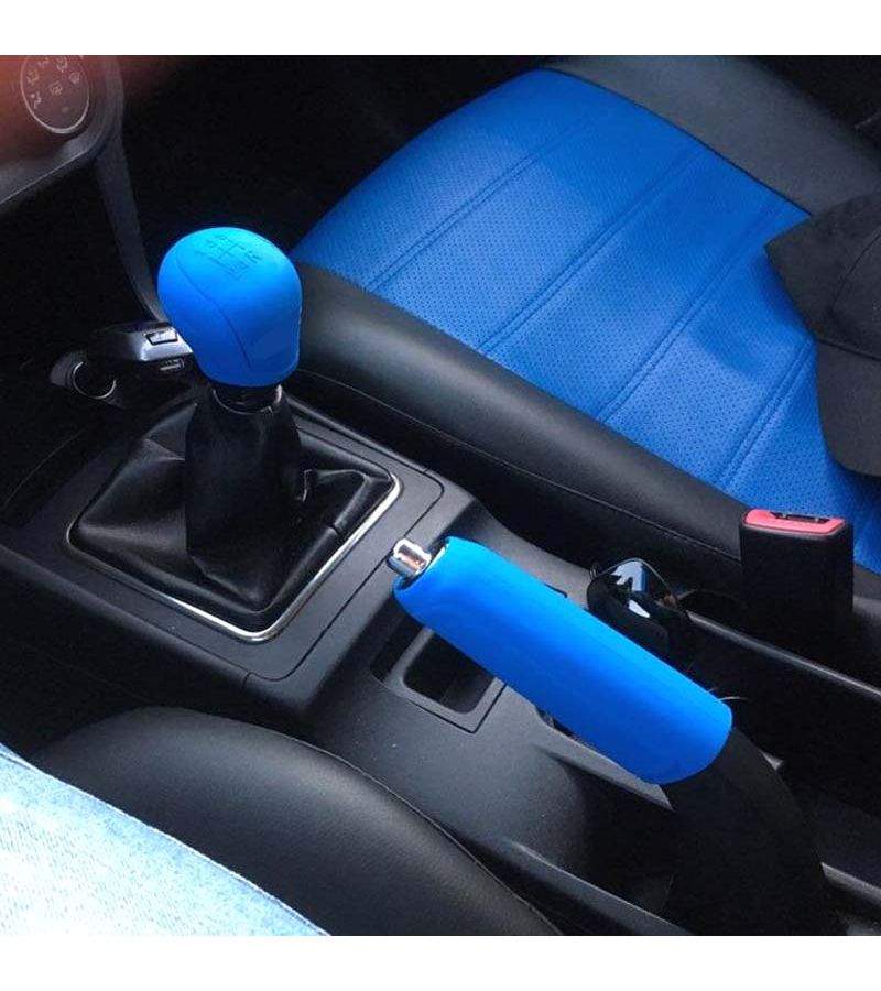 Black High Quality Silicone Gear Shift Knob And Handbrake Cover Set For Car Interior - Image 1