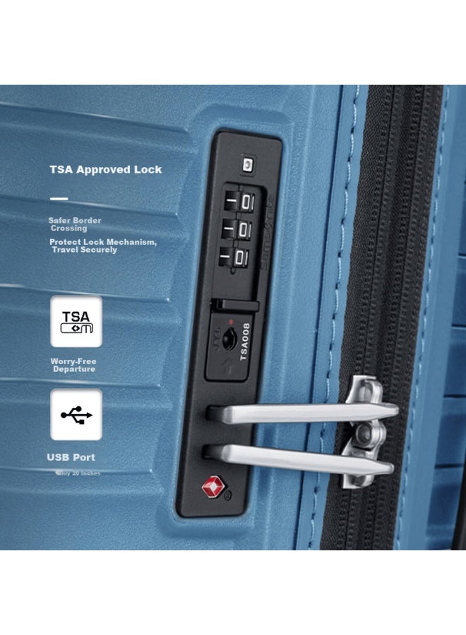 Samsonite 28-inch Luggage Nazha Style Large Wave Pattern Trolley Suitcase Kj1 Sea Blue Checked Password Lock Case - Image 4