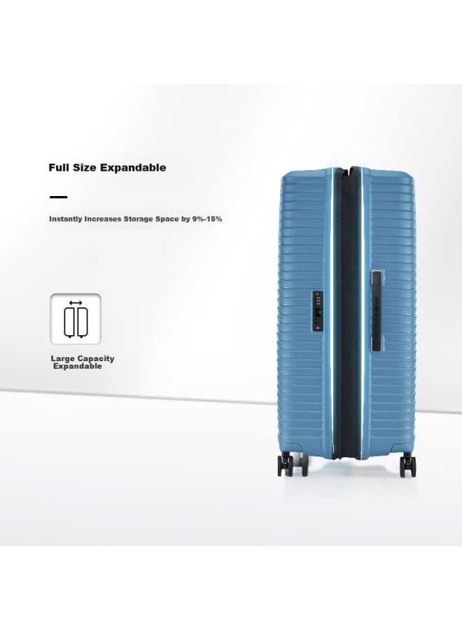 Samsonite 28-inch Luggage Nazha Style Large Wave Pattern Trolley Suitcase Kj1 Sea Blue Checked Password Lock Case - Image 3