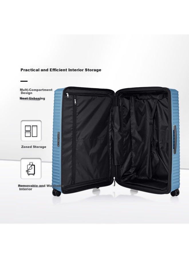 Samsonite 28-inch Luggage Nazha Style Large Wave Pattern Trolley Suitcase Kj1 Sea Blue Checked Password Lock Case - Image 2