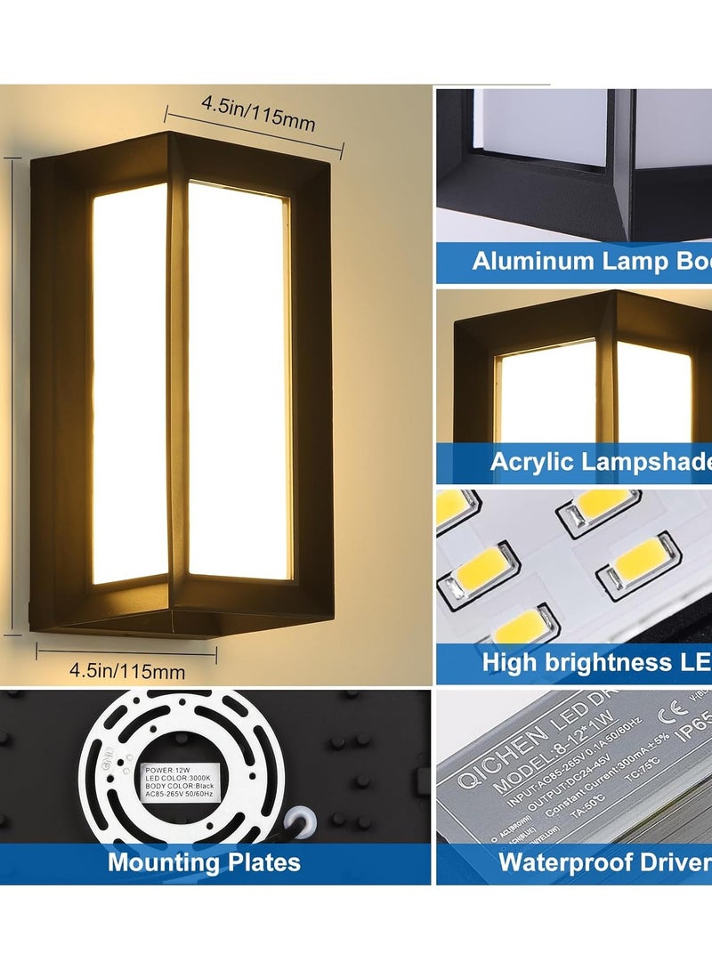 Generic مصباح حائط خارجي من الألومنيوم بقوة 12 وات من Combuh، مصباح حائط خارجي LED Ip65 من Combuh، مصباح حائط خارجي عصري ضوء النهار الأبيض 6000 كلفن للحديقة والفناء والشرفة وسلالم الشرفة، مصابيح مثبتة على الحائط - Image 4