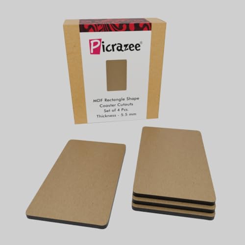 PICRAZEE Rectangle MDF Wooden Plates Coasters for DIY Craft, Mandala Art, Resin Art, Painting, Decoration Craft Kit (4 pcs, Size 5"x7") (RP57_4) - Image 1
