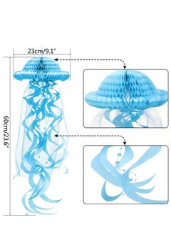 KASTWAVE Party Decoration, Honeycomb Jellyfish Hanging Decorative Paper Honeycomb Ball Swirl Lantern Paper Mermaid Birthday Decoration Supplies (3 Colors 1 Set)  - Image 4