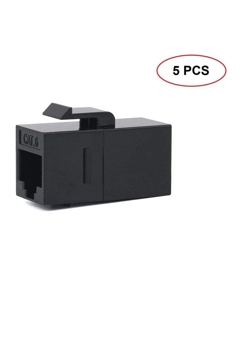 DKURVE DKURVE Divine RJ45 CAT6 Keystone Inline Jack Coupler for Wall Plate Outlet Panel,UTP Insert Coupler Adapter Socket Connector Port (Black) (5pcs) 