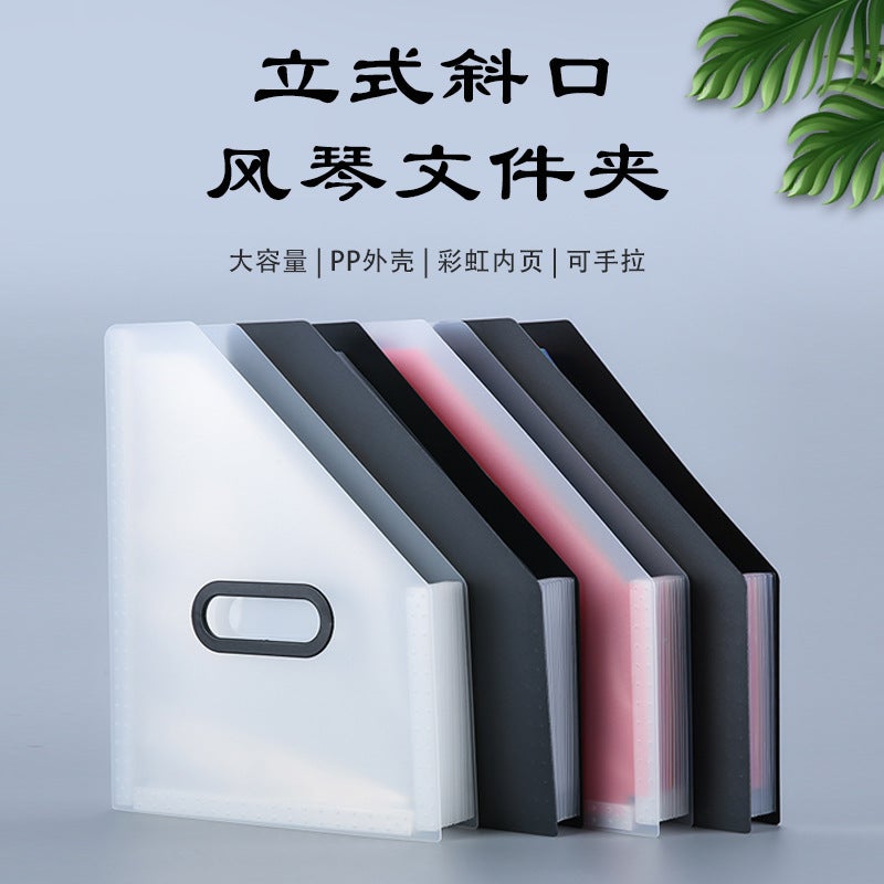 Vertical Oblique Accordion Bag Folder 13 Compartments Large Capacity Hand-Pullable Retractable Storage Accordion Bag - Image 2