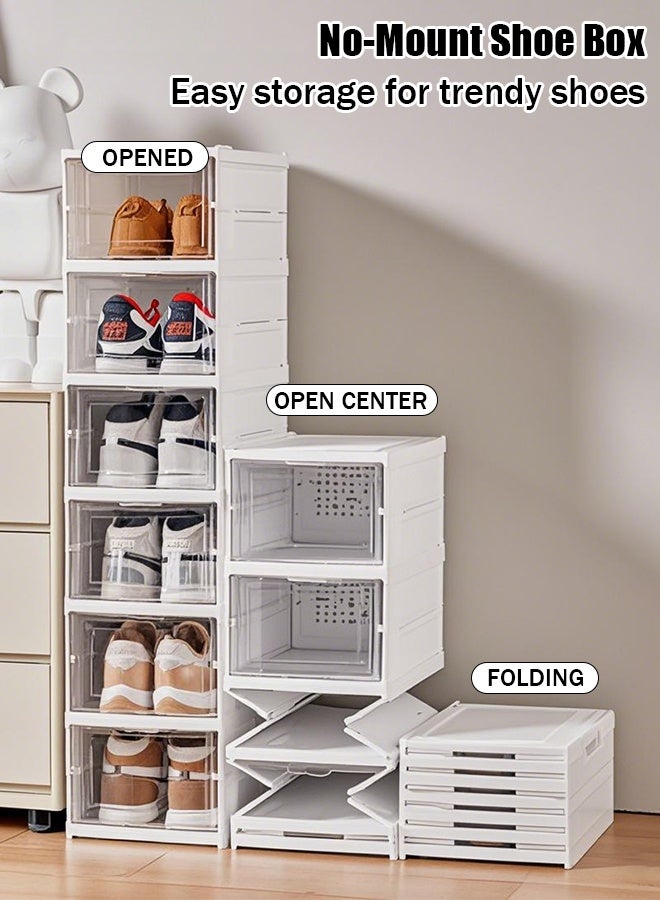 3 Layers Shoe Organizer Storage Box,Collapsible Shoe Rack Organizer,Folding Shoe Rack for Closet