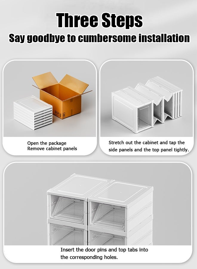3 Layers Shoe Organizer Storage Box,Collapsible Shoe Rack Organizer,Folding Shoe Rack for Closet
