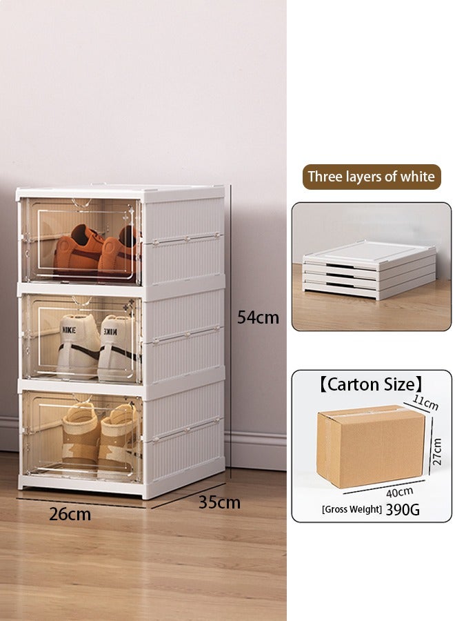 صندوق تخزين منظم أحذية من 3 طبقات، منظم رف أحذية قابل للطي، رف أحذية قابل للطي للخزانة - Image 2