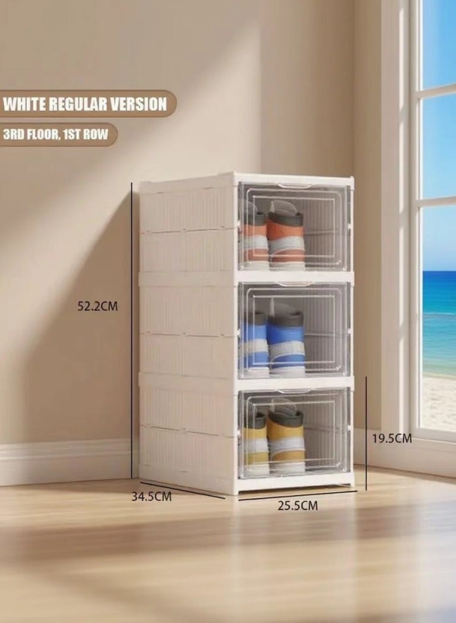 صندوق تخزين منظم أحذية من 3 طبقات، منظم رف أحذية قابل للطي، رف أحذية قابل للطي للخزانة - Image 4