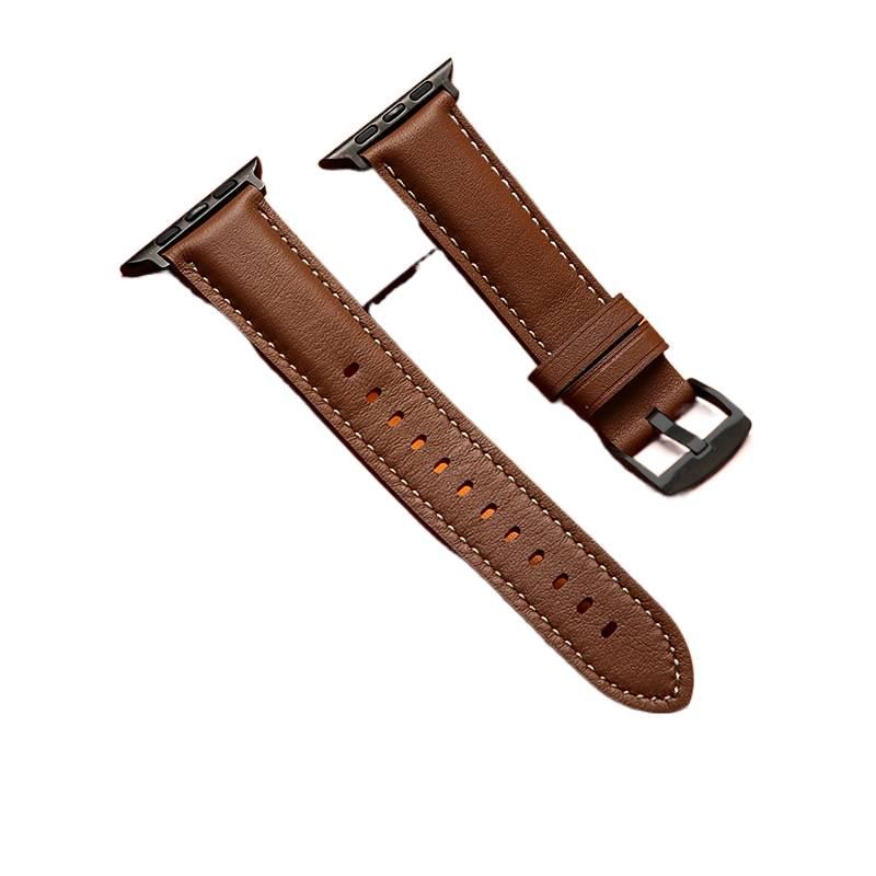 Adjustable Leather Classic Strap Smartwatch Band Compatible with Apple Watch 42 44 45 49mm with Fit Replacement Strap in Brown - Image 3