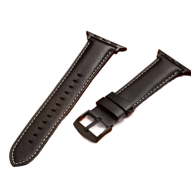 Adjustable Leather Classic Strap Smartwatch Band Compatible with Apple Watch 42 44 45 49mm with Fit Replacement Strap in Brown - Image 4