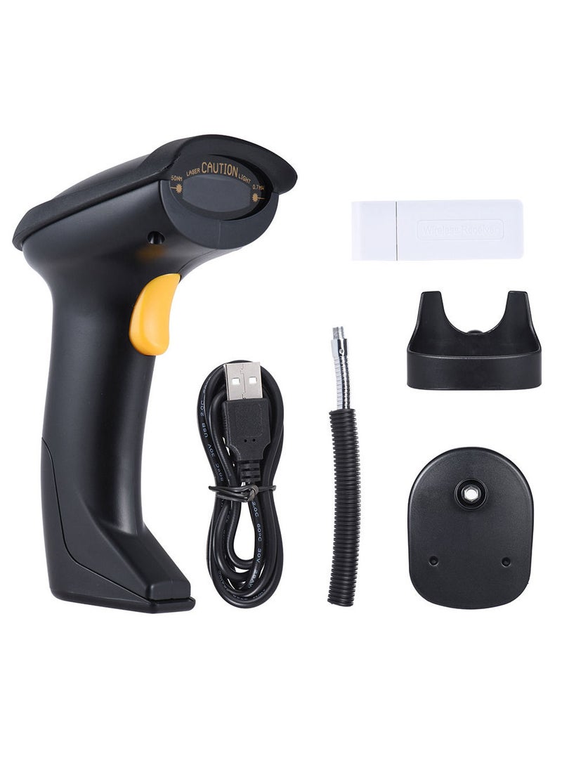 Automatic/ Manual 2.4G Wireless Handheld 1D Barcode Scanner Reader Supports Reverse Type Bar Code Scanning with USB Receiver Adjustable Stand for Supermarket Library Logistics Express Retail Store War