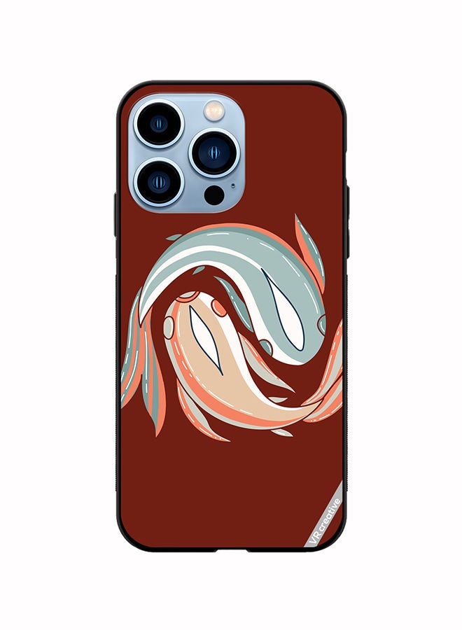 VR CREATIVE Protective Case Cover For Apple iPhone 13 Pro Japanese Stylized Colored Fish In Orange And Blue Design Multicolour - Image 1