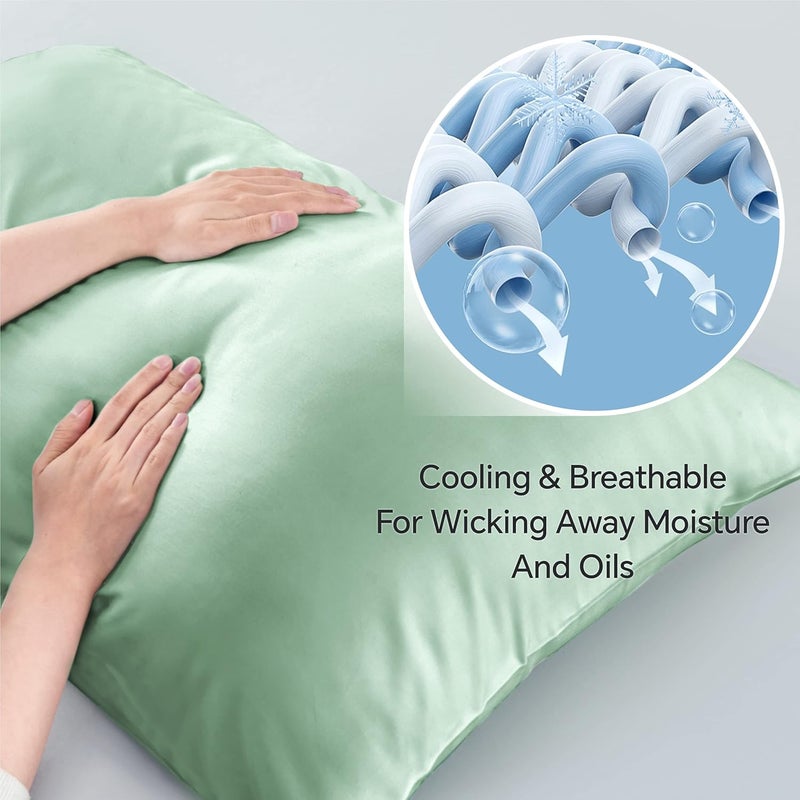 BEDELITE General compatible practical design King Size Pillow Cases Set of 2, Rayon Derived from Bamboo, Cooling Pillow Cases for Hot Sleepers & Night Sweats, Breathable and Silky Soft Envelope Pillowcases(Mint Green, 20"x36") All consumer tier purchase options - Image 3