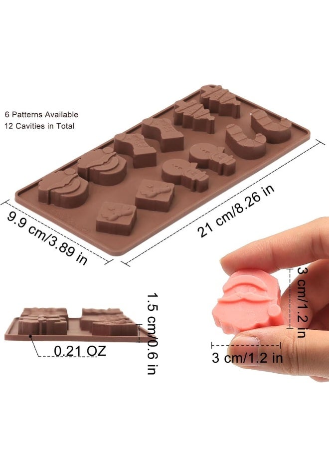 Skytail 12 Cavity Christmas Silicone Chocolate Mould Xmas Tree Santa Snowman Christmas Sock Cane Gift Box Shape Baking Xmas Chocolate Candy Gummy Cake Decoration Cupcake Topper Jelly Party Snacks - Image 4