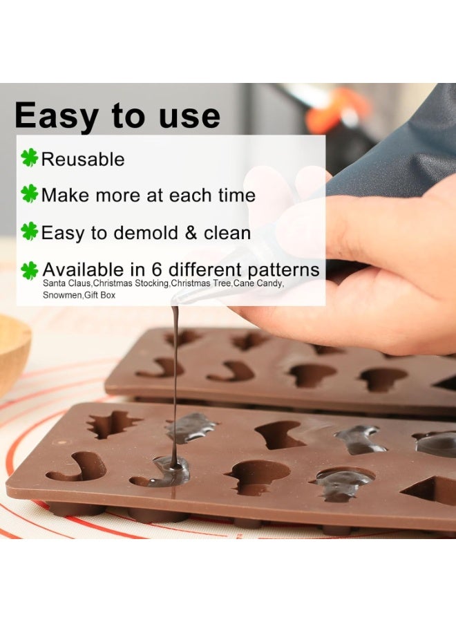 Skytail 12 Cavity Christmas Silicone Chocolate Mould Xmas Tree Santa Snowman Christmas Sock Cane Gift Box Shape Baking Xmas Chocolate Candy Gummy Cake Decoration Cupcake Topper Jelly Party Snacks - Image 5