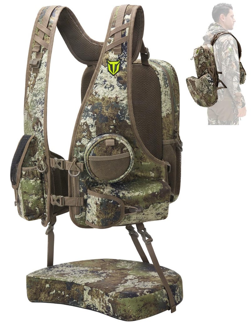 TIDEWE Turkey Vest with Seat, Lightweight Turkey Hunting Vest with Multi-Compartment Storage, Form-fitting Portable Turkey Backpack with 11 Adjustable Straps for Hunters (Truetimber Strata) - Image 1