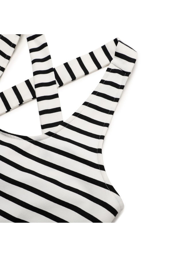 Zara Women's Stylish Sweet Classic Striped Sleeveless Dress With Backless Design - Image 5