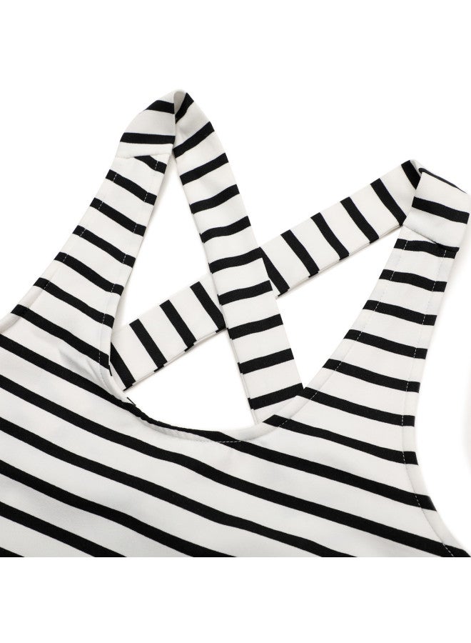 Zara Women's Stylish Sweet Classic Striped Sleeveless Dress With Backless Design - Image 4