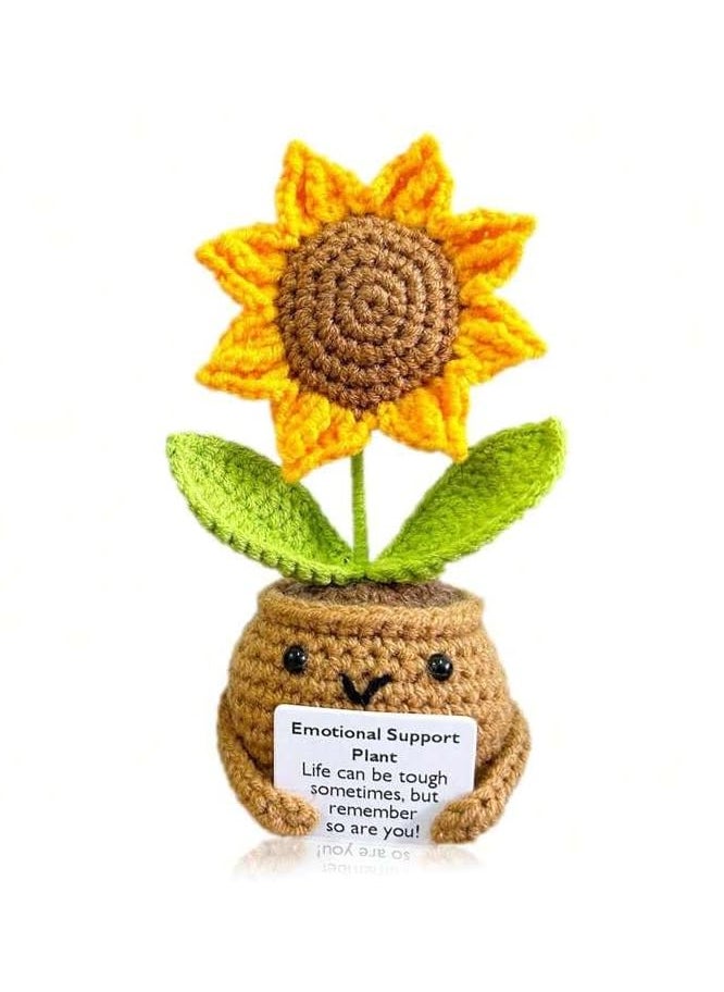 DELITE DeLite Handmade Crochet Artificial Flowers Potted Emotional Support Plant Gratitude Crochet Flower Decor Gift For Friends MotherS Day TeacherS Day Anniversary Thank You Present Sunflower  - Image 1