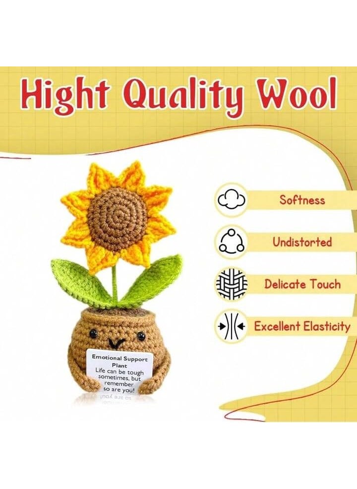 DELITE DeLite Handmade Crochet Artificial Flowers Potted Emotional Support Plant Gratitude Crochet Flower Decor Gift For Friends MotherS Day TeacherS Day Anniversary Thank You Present Sunflower  - Image 4