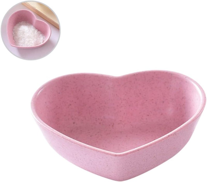 SHOWERORO 4pcs Porcelain Sauce Dishes Non Pink Heart Chip Bowl Pink Dishes Cute Sauce Dish Heart Decor Condiment Plates Ceramic Dip Bowls Soy Sauce Condiment Dish Heartshaped Seasoning Dish - Image 3