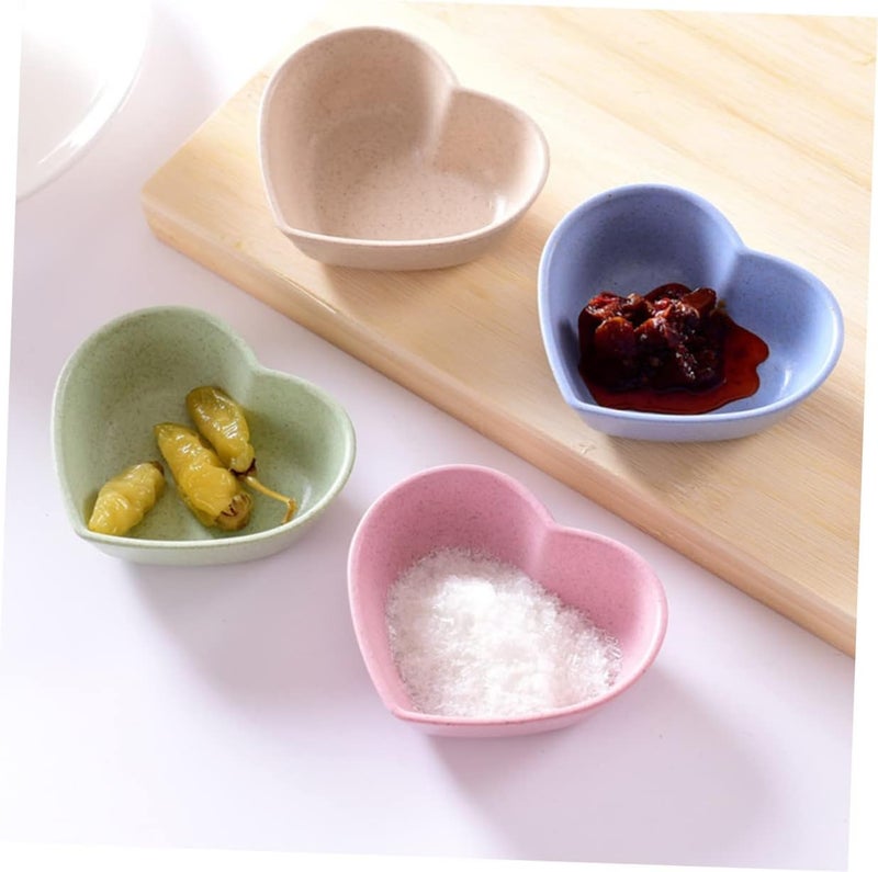 SHOWERORO 4pcs Porcelain Sauce Dishes Non Pink Heart Chip Bowl Pink Dishes Cute Sauce Dish Heart Decor Condiment Plates Ceramic Dip Bowls Soy Sauce Condiment Dish Heartshaped Seasoning Dish - Image 4