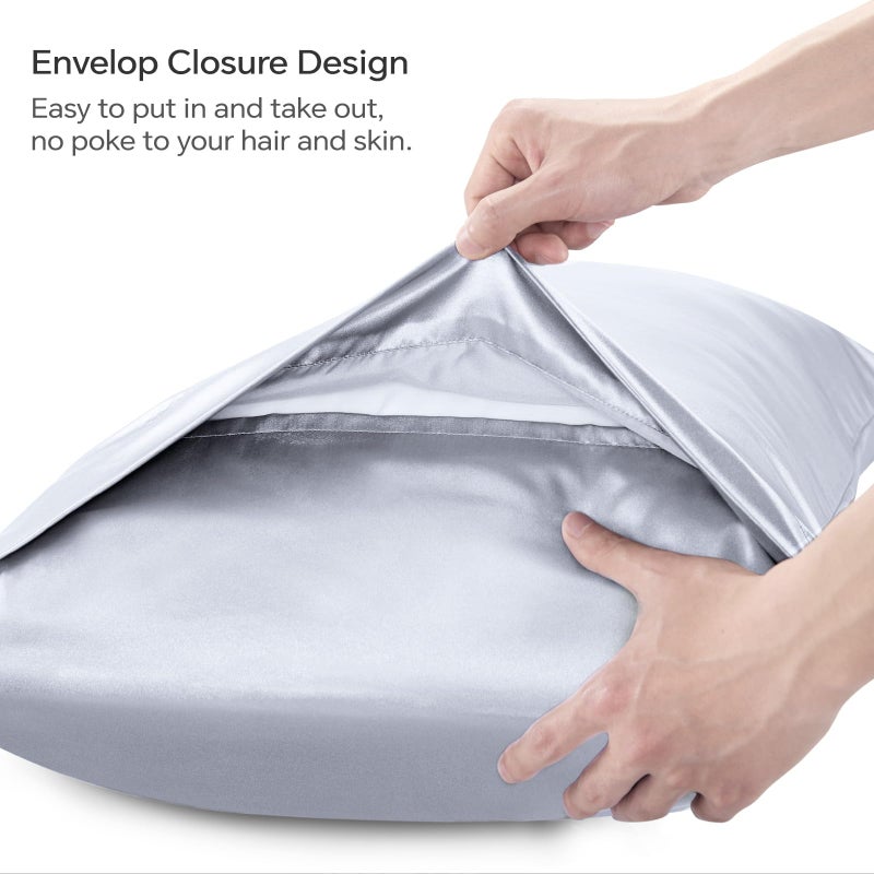 BEDELITE Satin Pillowcase for Hair and Skin  Super Soft and Cooling Similar to Silk Pillow Cases 2 Pack with Envelope Closure  Gift for Women Men(20""x26"" Standard Size  Evening Haze) - Image 5