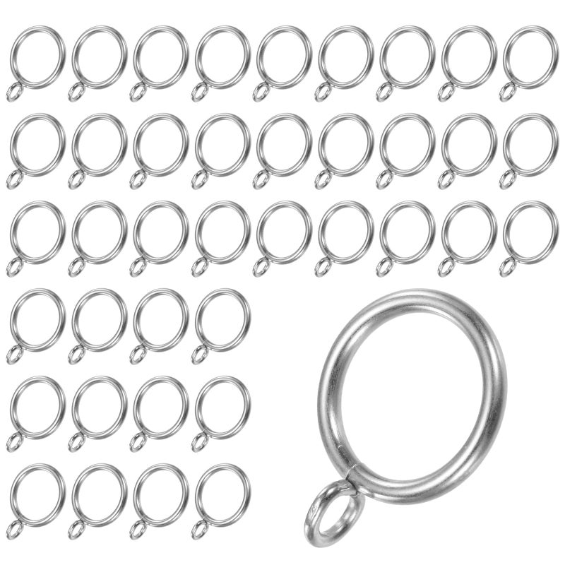 M METERXITY M METERXITY 40-Pack Silver Curtain Rings with Eyelet  Rustproof Metal Rings for Curtain Rods  1.25 Inch Interior Diameter Drapery Rings for Curtain Rods for Hanging Drapes/Hats/Towels - Image 3