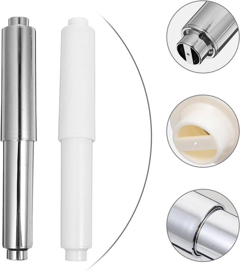 3pcs Retractable Toilet Paper Holder Rods for Bathroom and Chrome Spring Coil Paper Rack Practical Tissue Bar Replacement - Image 2