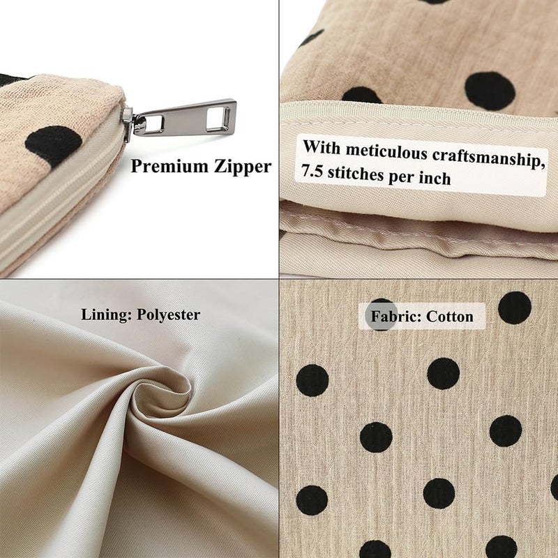 BBORGDC Small Cosmetic Bag Set of 3 for Purse, Beige Polka Dot Cotton Makeup Bags, 3 Sizes Zipper Pouch Organizer for Travel & Toiletries, Gift for Her Birthday, Bridesmaid & Best Friend - Image 5