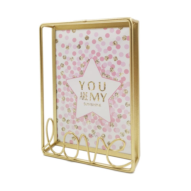 MKUN Metal Photo Collage Frame  tabletop Picture Frame with LOVE Decoration for DeskGold 5x7